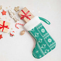 Fiji Masi All Teal Christmas Stocking Tapa Pattern LT01 - Polynesian Pride