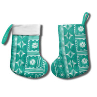 Fiji Masi All Teal Christmas Stocking Tapa Pattern LT01 - Polynesian Pride