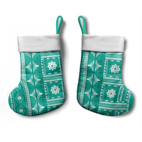 Fiji Masi All Teal Christmas Stocking Tapa Pattern LT01 - Polynesian Pride