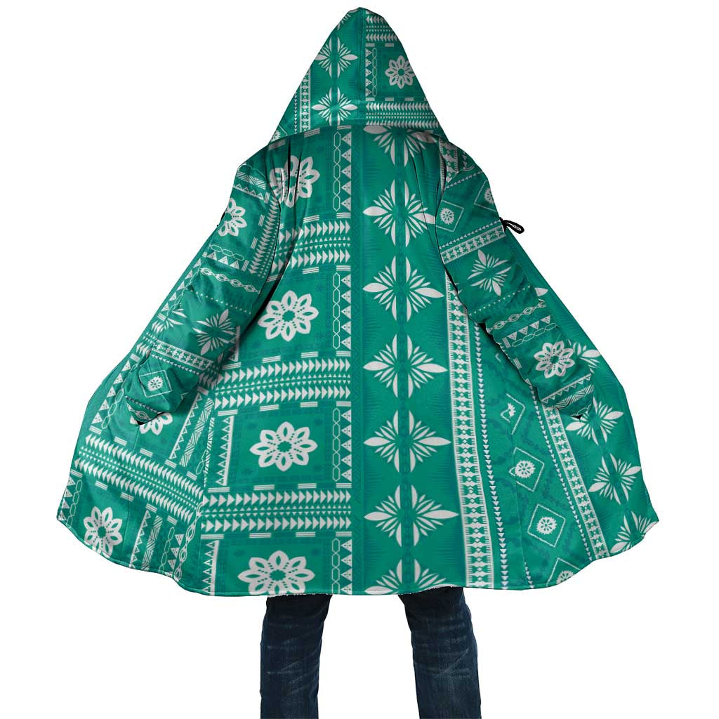 Fiji Masi All Teal Cloak Tapa Pattern LT01 Unisex Teal - Polynesian Pride