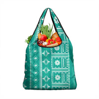 Fiji Masi All Teal Grocery Bag Tapa Pattern LT01 1-pack One Size Teal - Polynesian Pride