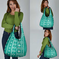 Fiji Masi All Teal Grocery Bag Tapa Pattern LT01 - Polynesian Pride