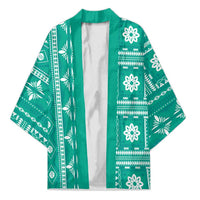 Fiji Masi All Teal Kimono Tapa Pattern LT01 Unisex Teal - Polynesian Pride