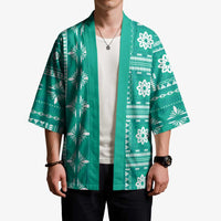 Fiji Masi All Teal Kimono Tapa Pattern LT01 - Polynesian Pride