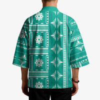 Fiji Masi All Teal Kimono Tapa Pattern LT01 - Polynesian Pride