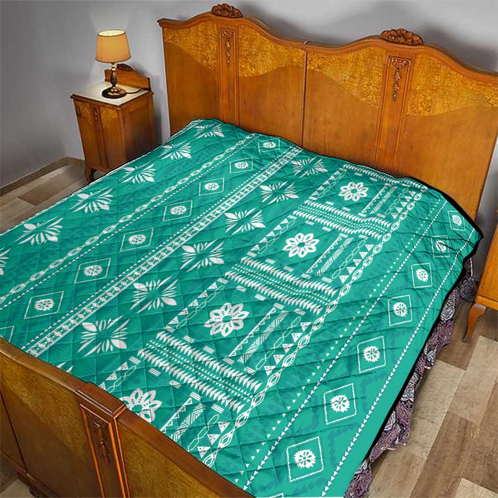 Fiji Masi All Teal Quilt Tapa Pattern LT01 - Polynesian Pride