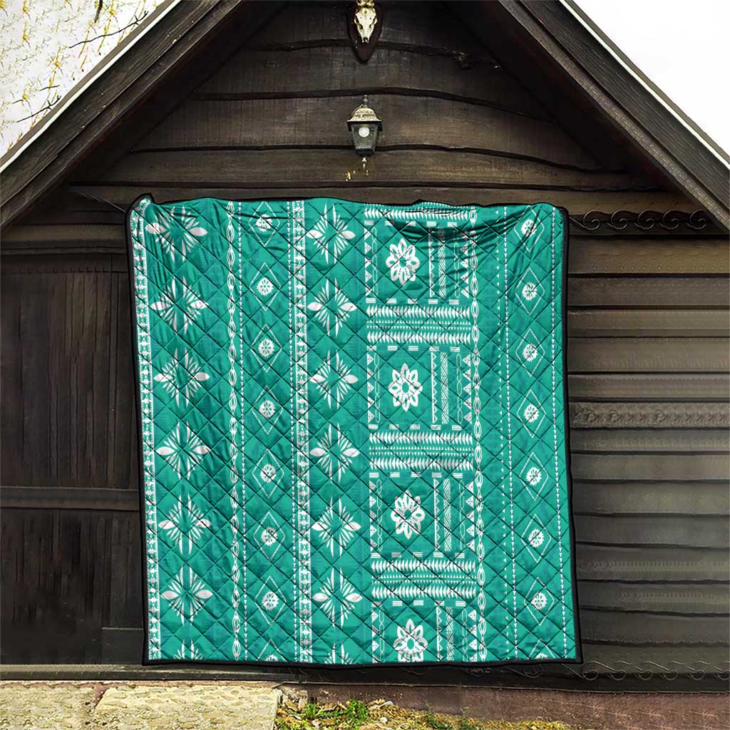 Fiji Masi All Teal Quilt Tapa Pattern LT01 - Polynesian Pride