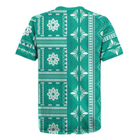 Fiji Masi All Teal Rugby Jersey Tapa Pattern LT01 - Polynesian Pride