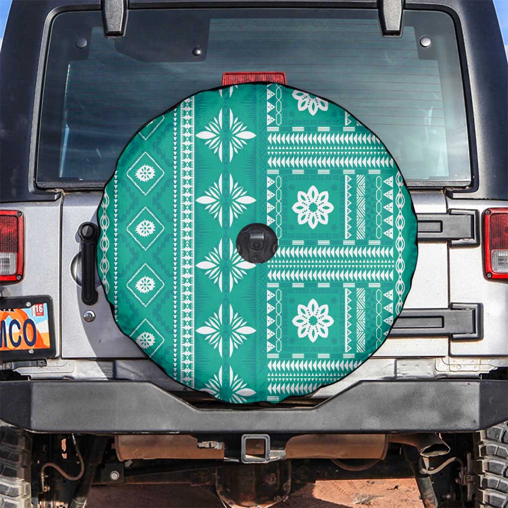 Fiji Masi All Teal Spare Tire Cover Tapa Pattern LT01 Teal - Polynesian Pride