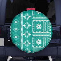 Fiji Masi All Teal Spare Tire Cover Tapa Pattern LT01 No hole Teal - Polynesian Pride