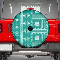Fiji Masi All Teal Spare Tire Cover Tapa Pattern LT01 - Polynesian Pride