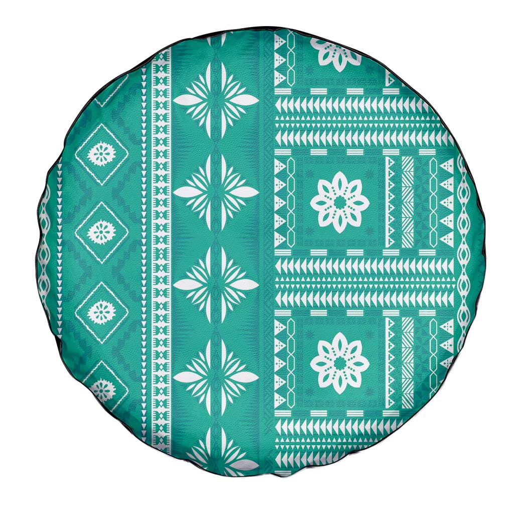 Fiji Masi All Teal Spare Tire Cover Tapa Pattern LT01 - Polynesian Pride