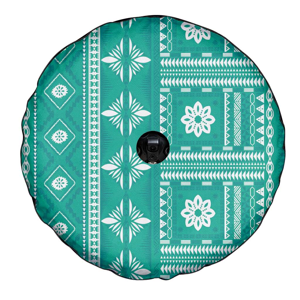 Fiji Masi All Teal Spare Tire Cover Tapa Pattern LT01 - Polynesian Pride