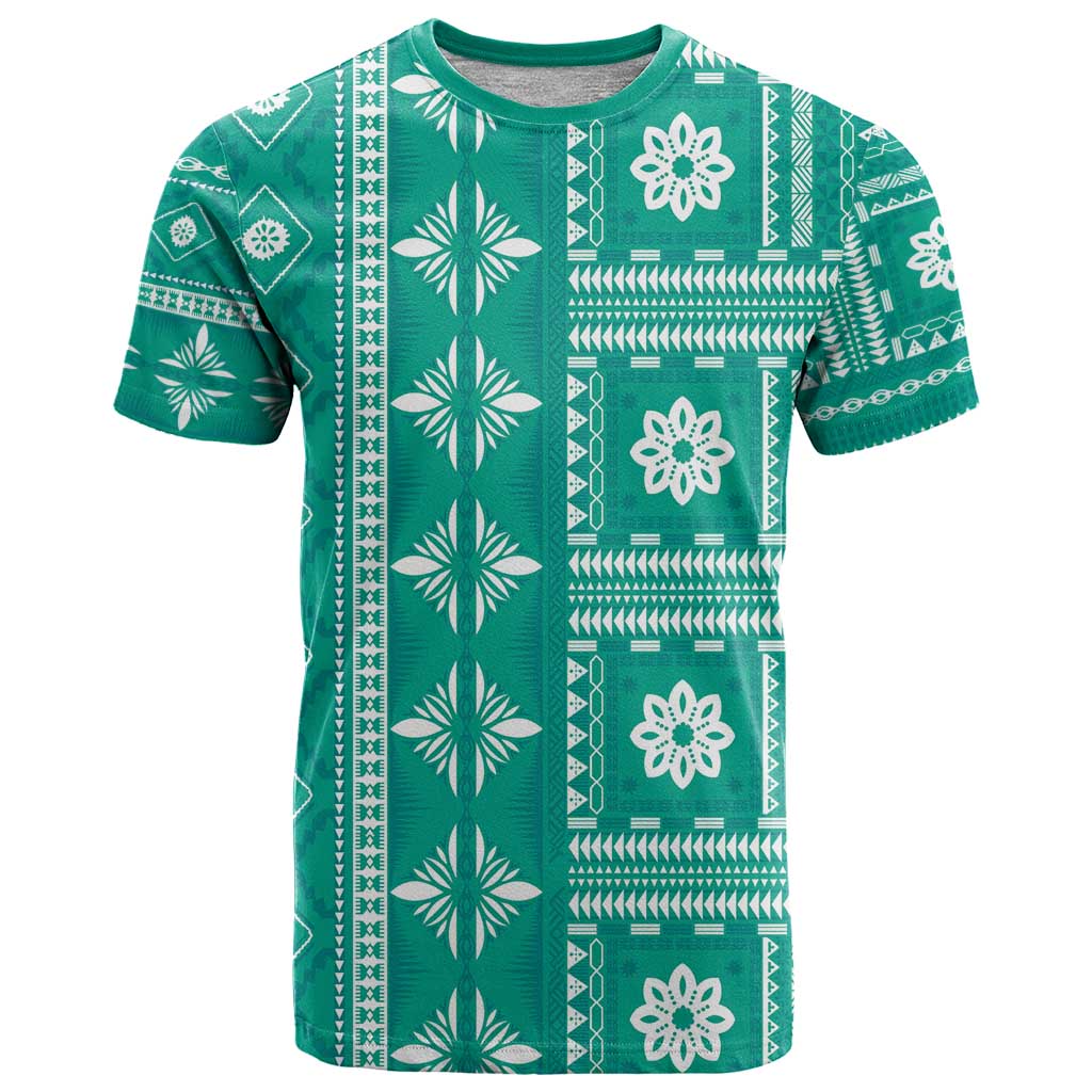 Fiji Masi All Teal T Shirt Tapa Pattern LT01 Teal - Polynesian Pride