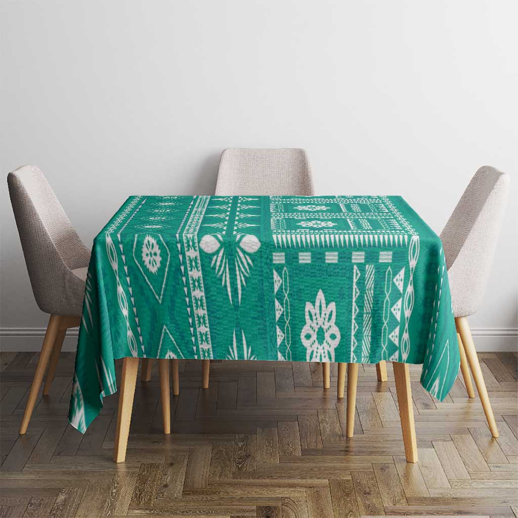 Fiji Masi All Teal Tablecloth Tapa Pattern LT01 - Polynesian Pride
