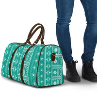 Fiji Masi All Teal Travel Bag Tapa Pattern LT01 - Polynesian Pride