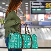Fiji Masi All Teal Travel Bag Tapa Pattern LT01 - Polynesian Pride