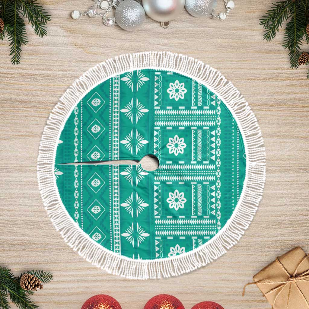 Fiji Masi All Teal Tree Skirt Tapa Pattern LT01 Fringed Teal - Polynesian Pride