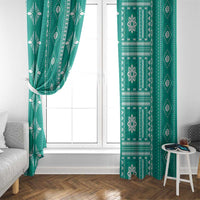 Fiji Masi All Teal Window Curtain Tapa Pattern LT01 - Polynesian Pride
