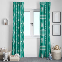 Fiji Masi All Teal Window Curtain Tapa Pattern LT01 - Polynesian Pride