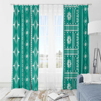 Fiji Masi All Teal Window Curtain Tapa Pattern LT01 - Polynesian Pride