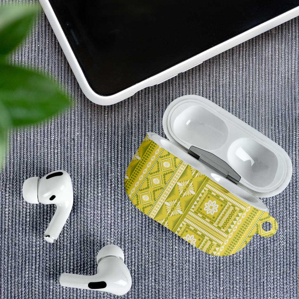 Fiji Masi All Yellow AirPods Case Tapa Pattern LT01 - Polynesian Pride