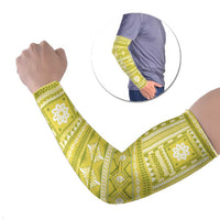 Fiji Masi All Yellow Arm Sleeves Tapa Pattern LT01 Set of 2 Yellow - Polynesian Pride