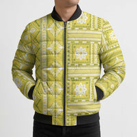 Fiji Masi All Yellow Bomber Puffer Jacket Tapa Pattern LT01 - Polynesian Pride