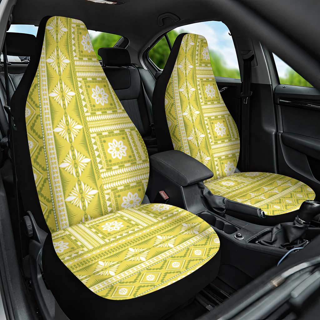 Fiji Masi All Yellow Car Seat Cover Tapa Pattern LT01 One Size Yellow - Polynesian Pride