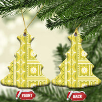 Fiji Masi All Yellow Ceramic Ornament Tapa Pattern LT01 Christmas Tree Yellow - Polynesian Pride