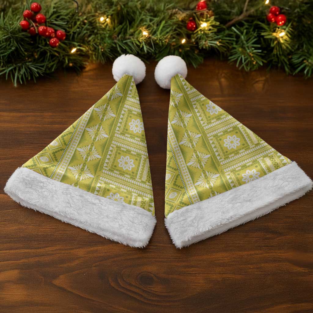 Fiji Masi All Yellow Christmas Santa Hat Tapa Pattern LT01 - Polynesian Pride