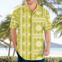 Fiji Masi All Yellow Hawaiian Shirt Tapa Pattern LT01 - Polynesian Pride