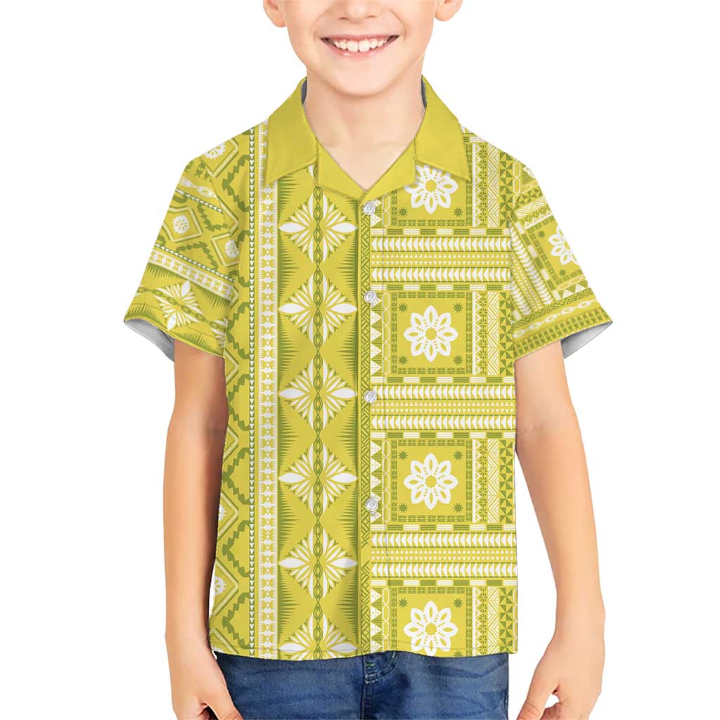 Fiji Masi All Yellow Hawaiian Shirt Tapa Pattern LT01 - Polynesian Pride