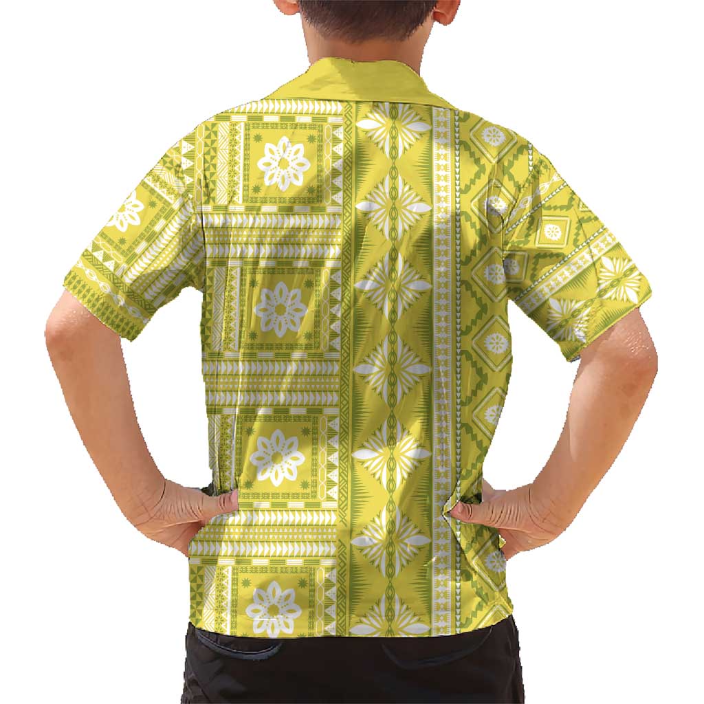 Fiji Masi All Yellow Hawaiian Shirt Tapa Pattern LT01 - Polynesian Pride