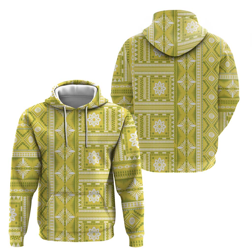 Fiji Masi All Yellow Hoodie Tapa Pattern LT01 - Polynesian Pride