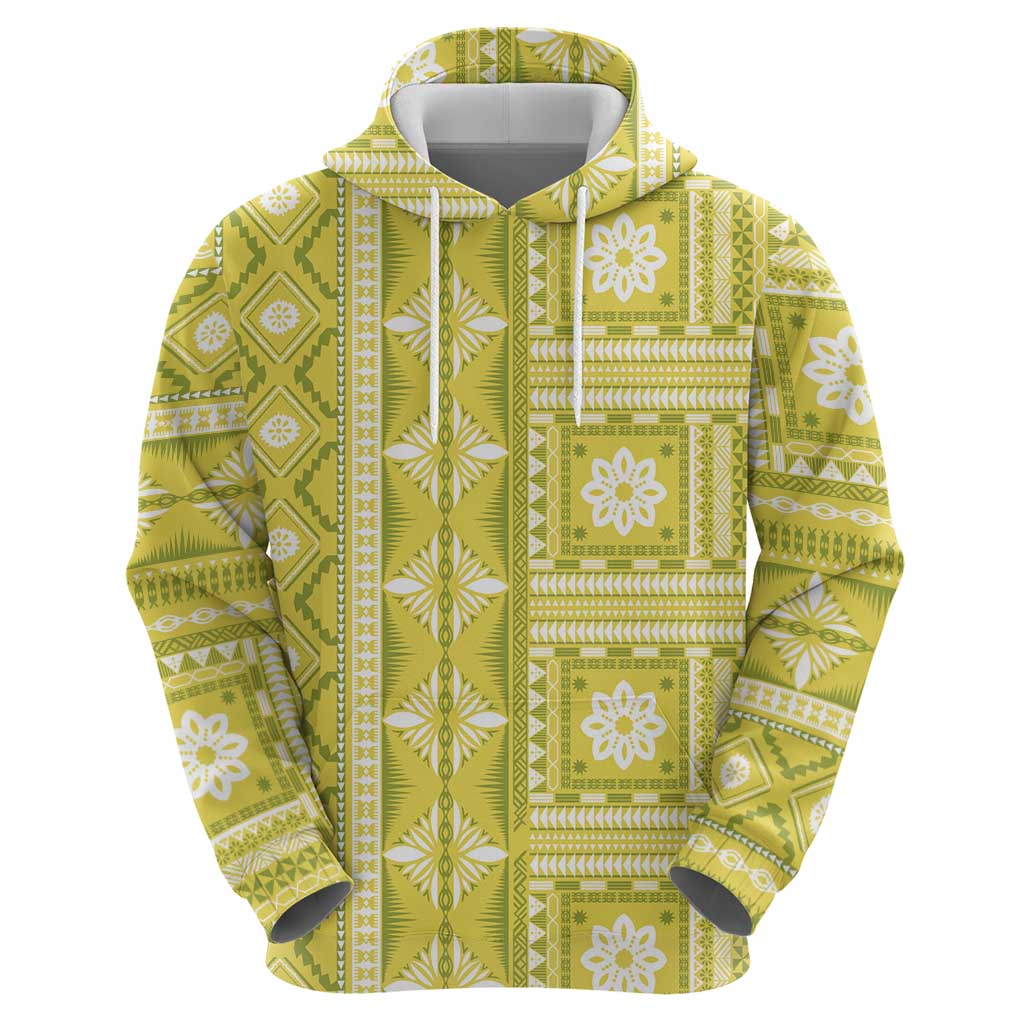 Fiji Masi All Yellow Hoodie Tapa Pattern LT01 - Polynesian Pride
