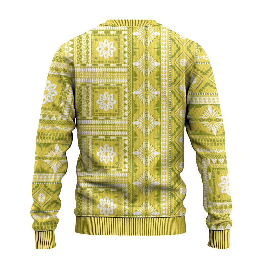 Fiji Masi All Yellow Ugly Christmas Sweater Tapa Pattern LT01 - Polynesian Pride