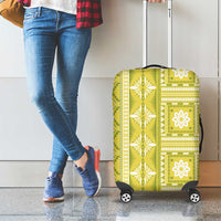 Fiji Masi All Yellow Luggage Cover Tapa Pattern LT01 - Polynesian Pride