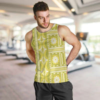 Fiji Masi All Yellow Men Tank Top Tapa Pattern LT01 Yellow - Polynesian Pride