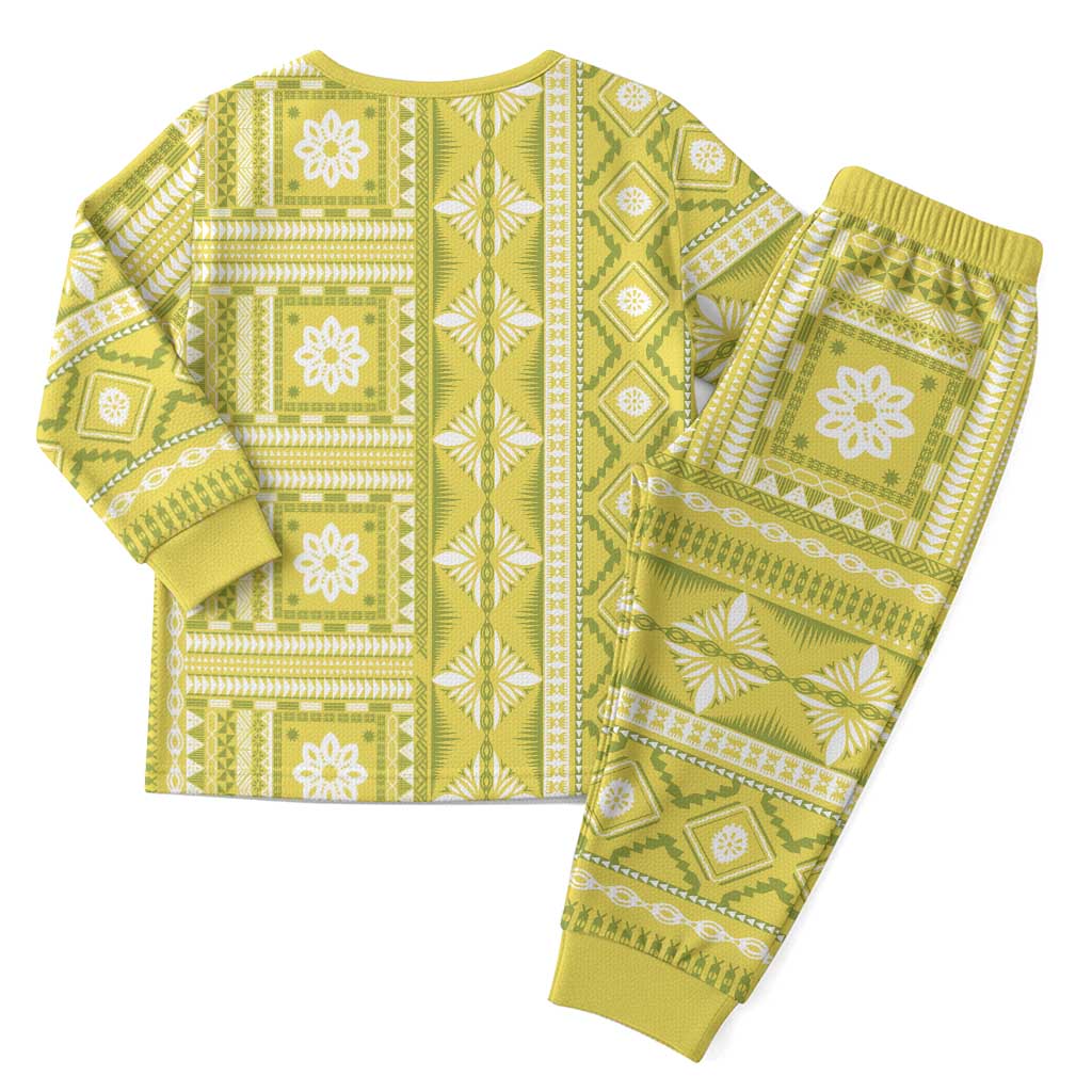 Fiji Masi All Yellow Christmas Pajama Set Tapa Pattern LT01 - Polynesian Pride