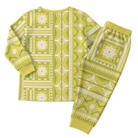Fiji Masi All Yellow Christmas Pajama Set Tapa Pattern LT01 - Polynesian Pride