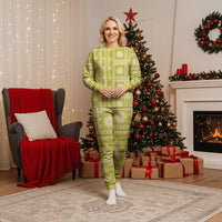 Fiji Masi All Yellow Christmas Pajama Set Tapa Pattern LT01 Women Yellow - Polynesian Pride