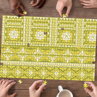 Fiji Masi All Yellow Puzzle Tapa Pattern LT01 - Polynesian Pride