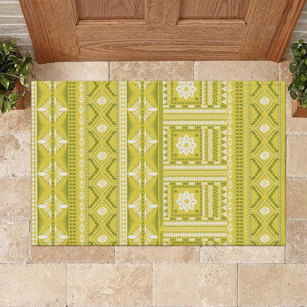 Fiji Masi All Yellow Rubber Doormat Tapa Pattern LT01 Yellow - Polynesian Pride