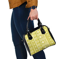 Fiji Masi All Yellow Shoulder Handbag Tapa Pattern LT01 - Polynesian Pride