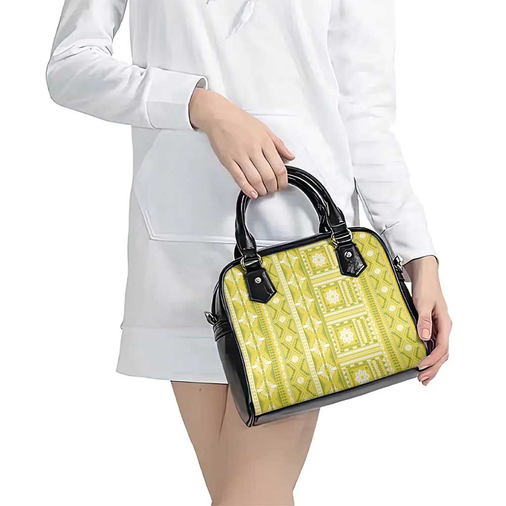 Fiji Masi All Yellow Shoulder Handbag Tapa Pattern LT01 - Polynesian Pride