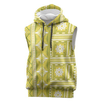 Fiji Masi All Yellow Sleeveless Hoodie Tapa Pattern LT01 Yellow - Polynesian Pride