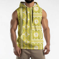 Fiji Masi All Yellow Sleeveless Hoodie Tapa Pattern LT01 - Polynesian Pride