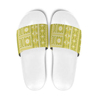 Fiji Masi All Yellow Slide Sandals Tapa Pattern LT01 Yellow - Polynesian Pride