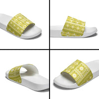 Fiji Masi All Yellow Slide Sandals Tapa Pattern LT01 - Polynesian Pride